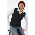 Ladies Cotton Fine Gauge V-Neck Vest - Black